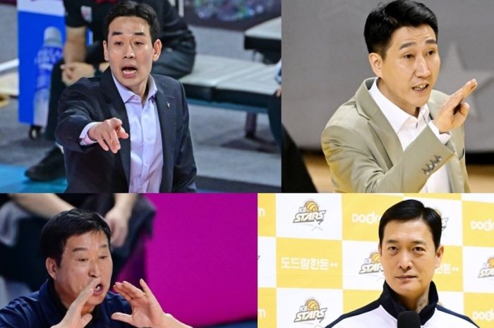 Koo Hee-jin (Daejeon JungKwanJang Red Sparks) dan sejumlah pelatih pada Liga Voli Korea.