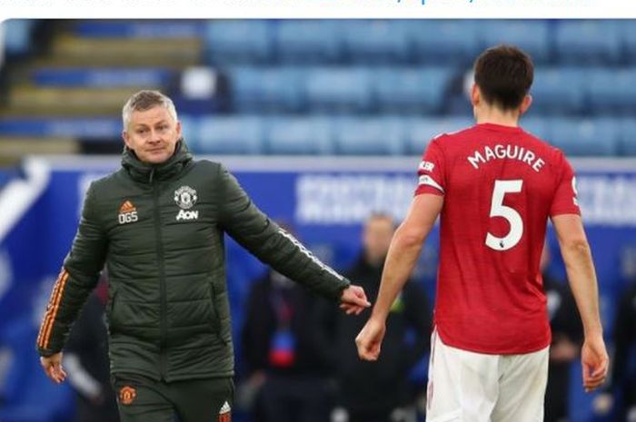 Pelatih Manchester United, Ole Gunnar Solskjaer (kiri), ingin memasangkan Harry Maguire (kanan) dengan penerusnya di Leicester City.