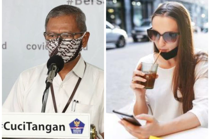 Jubir Covid-19 Achmad Yuri meminta warga agar jangan turunkan masker ke dagu,  termasuk saat makan