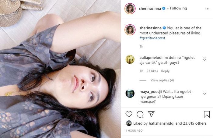 Sherina Munaf bagikan foto dirinya sedang 'ngulet'.