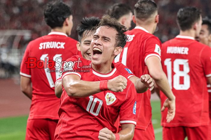 Egy Maulana Vikri merayakan gol yang dicetaknya saat Timnas Indonesia melawan Vietnam di laga Grup F Kualifikasi Piala Dunia 2026, Kamis (21/3/2024) di Jakarta.