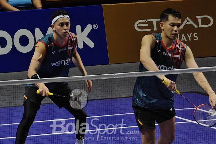 Ganda putra, Fajar Alfian/Muhammad Rian Ardianto, sukses mewujudkan All Indonesian Final usai menumbangkan unggulan Korea pada babak semifinal Indonesia Open 2025 di Istora Senayan, Jakarta, Sabtu (7/6/2025).