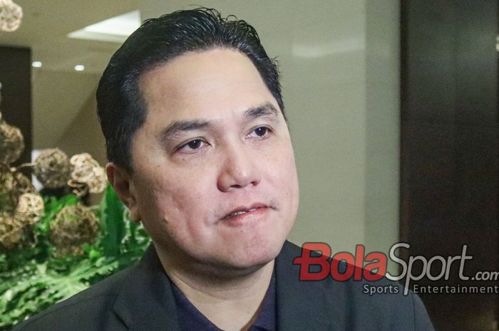 Ketua Umum PSSI, Erick Thohir, saat hadir di Hotel Fairmont, Senayan, Jakarta, Minggu (16/3/2025) malam.