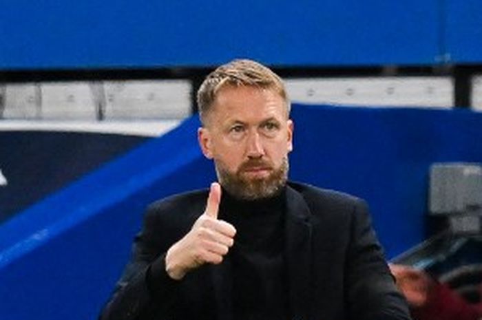 Reaksi pelatih Chelsea, Graham Potter, dalam duel melawan AC Milan di Liga Champions 2022-2023.