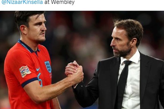 Harry Maguire (kiri) dan Gareth Southgate (kanan).