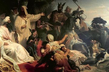 Pemimpin sohor Kekhalifahan Abbasiyah, Harun al-Rasyid, dalam sebuah lukisan karya Julius K&ouml;ckert. 
