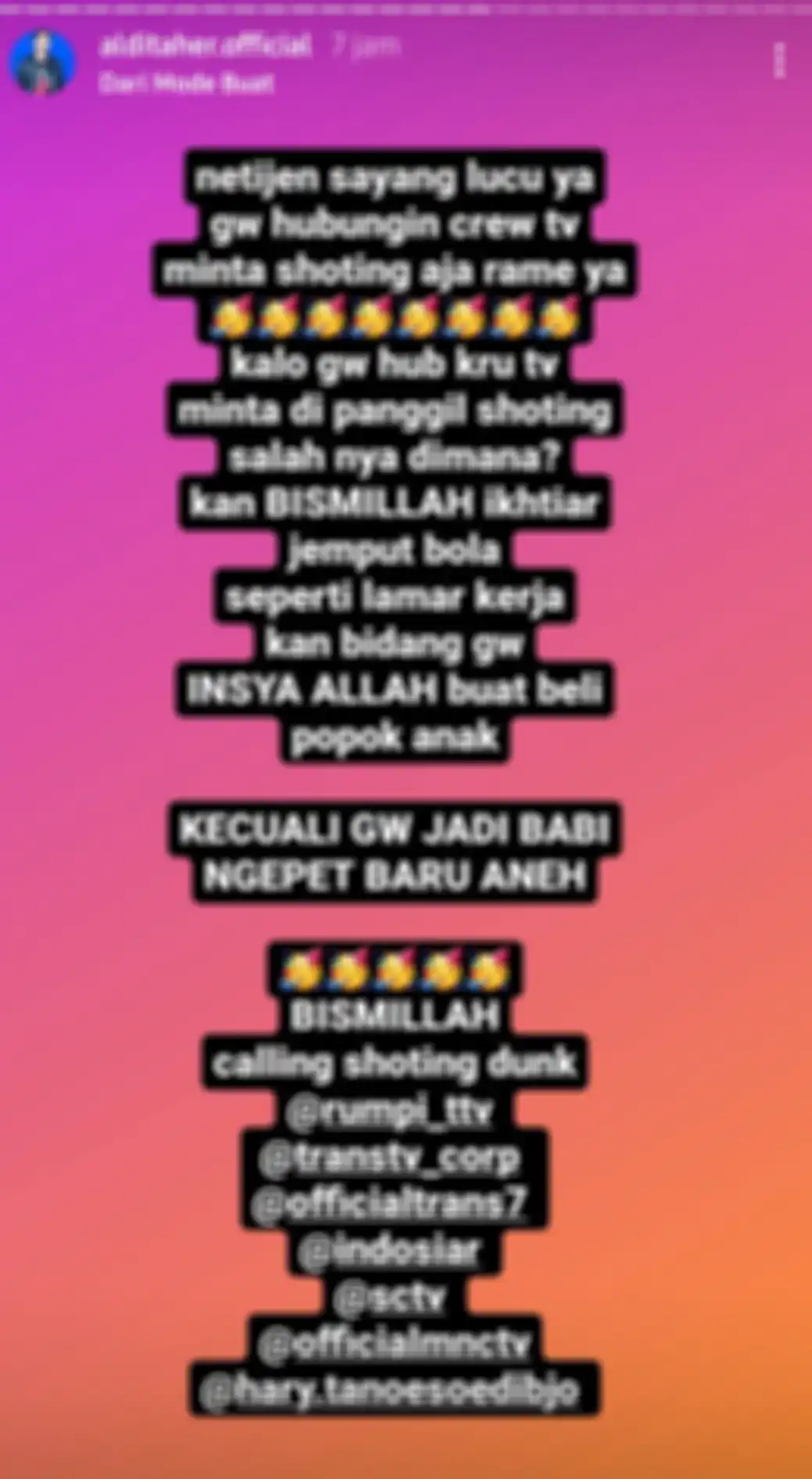 Aldi Taher tak malu akui menghubungi kru televisi minta dipanggil syuting
