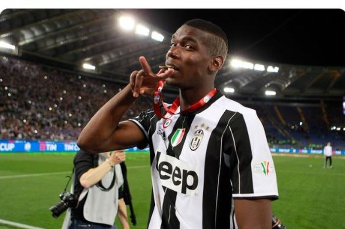 Paul Pogba saat merayakan gelar juara di Juventus.