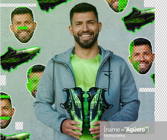 Sergio Aguero dan sepatu PUMA Hacked Pack.