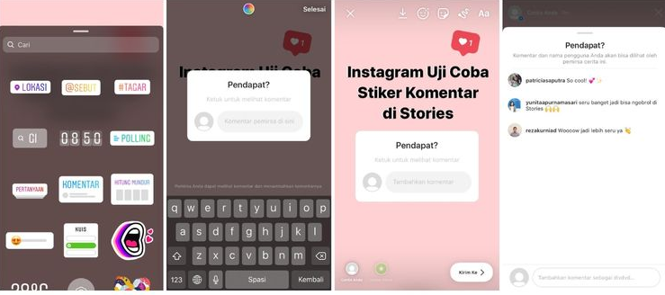 Fitur sticker komentar