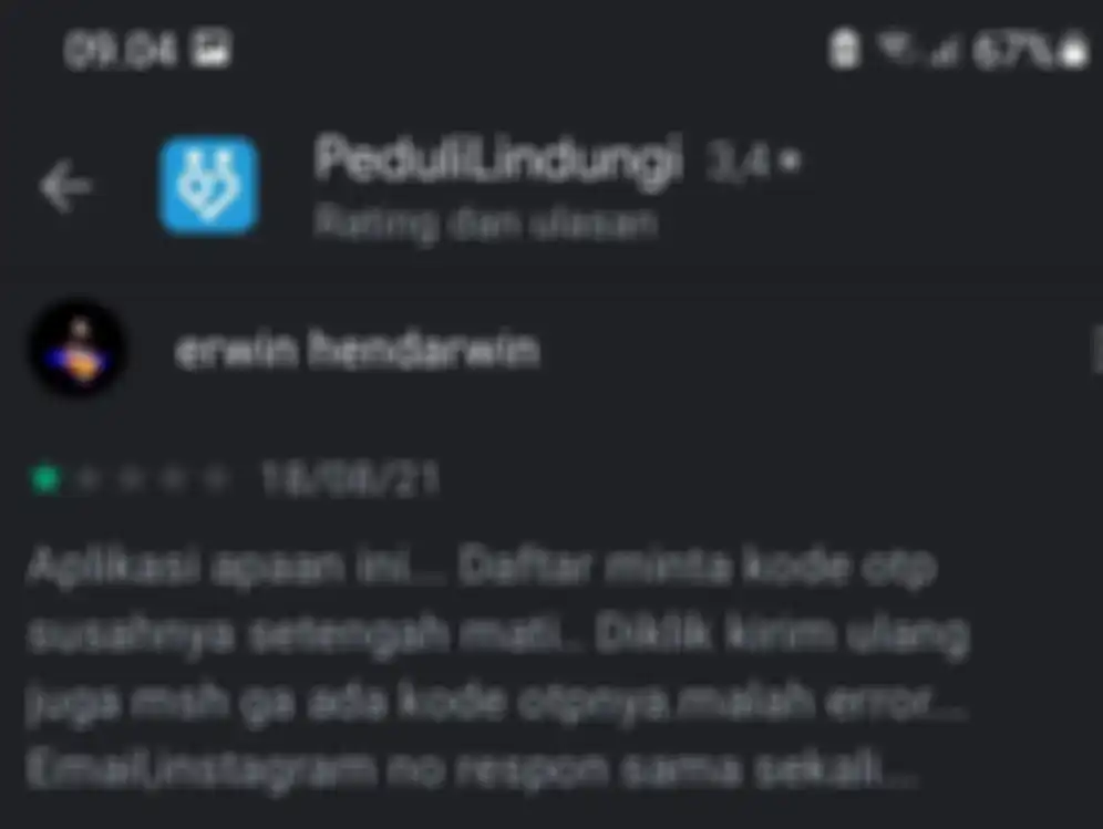 Ulasan aplikasi PeduliLindungi di Google Play.