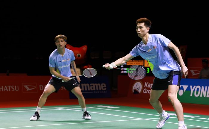 Pasangan ganda putra Malaysia, Ong Yew Sin/Teo Ee Yi pada semifinal Indonesia  Masters 2021, Sabtu (21/11/2021)