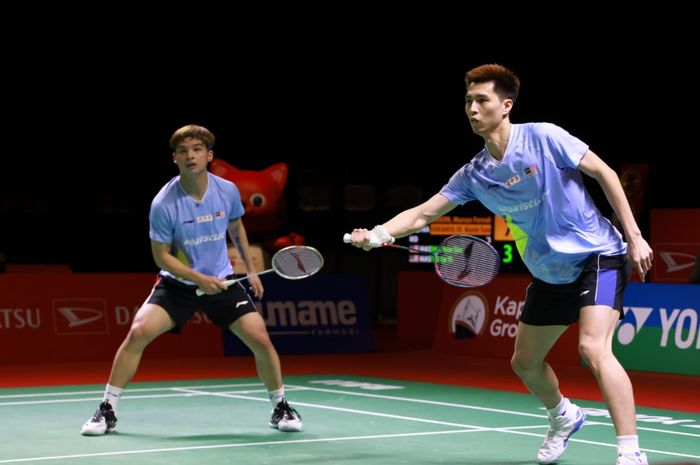 Pasangan ganda putra Malaysia, Ong Yew Sin/Teo Ee Yi pada semifinal Indonesia  Masters 2021, Sabtu (21/11/2021)