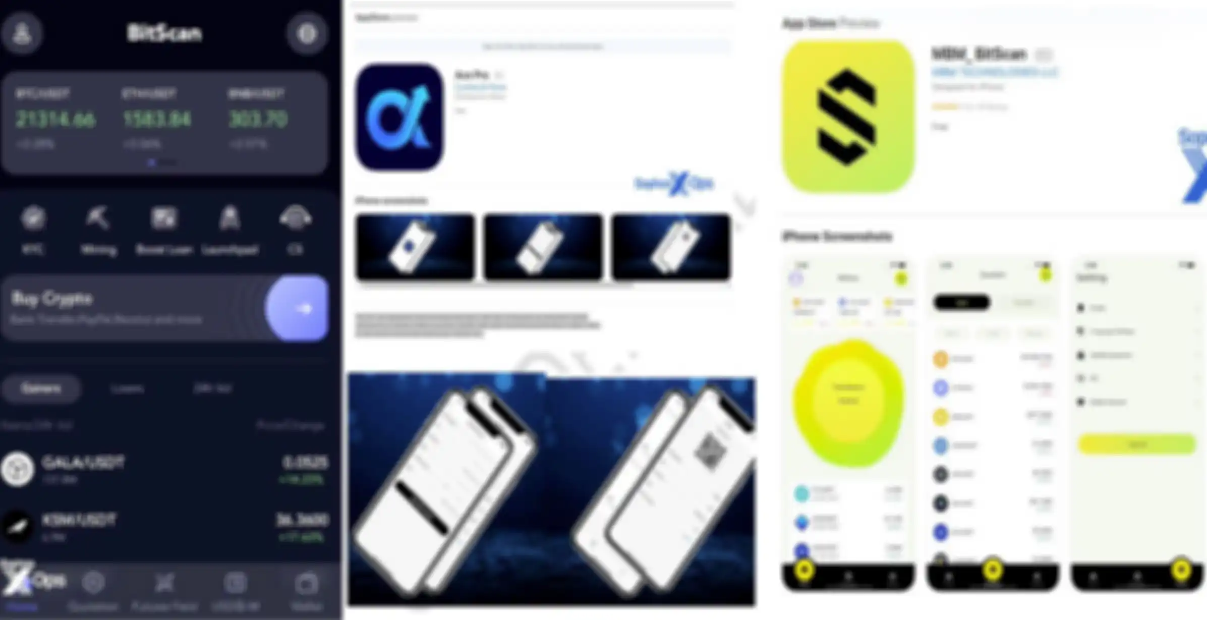 Ace Pro, MBM BitScan dan BitScan yang merupakan aplikasi penipuan online Pig Butchering di App Store dan Play Store.   