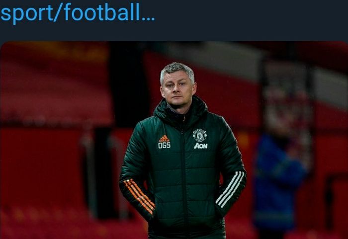 Ekspresi pelatih Manchester United, Ole Gunnar Solskjaer.