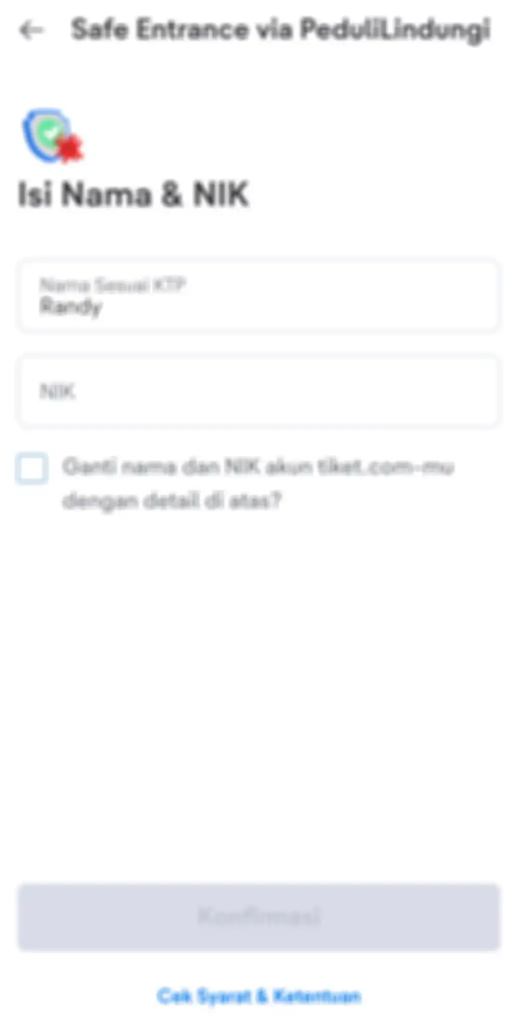 Tampilan cara scan PeduliLindungi dengan tiket.com.