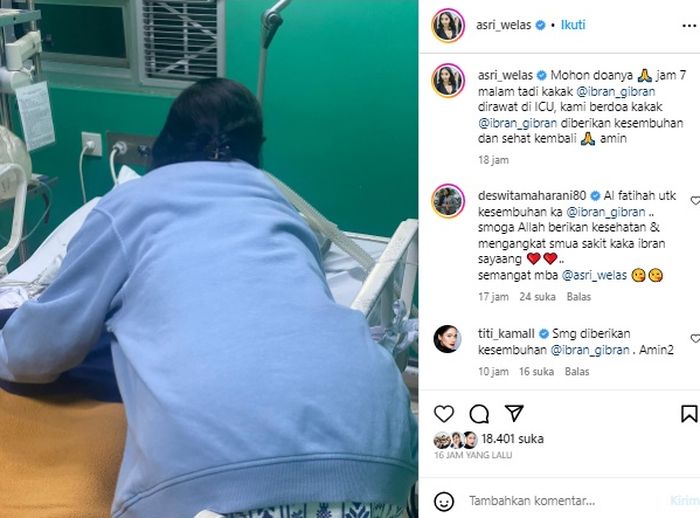 Anak Asri Welas dilarikan ke rumah sakit.