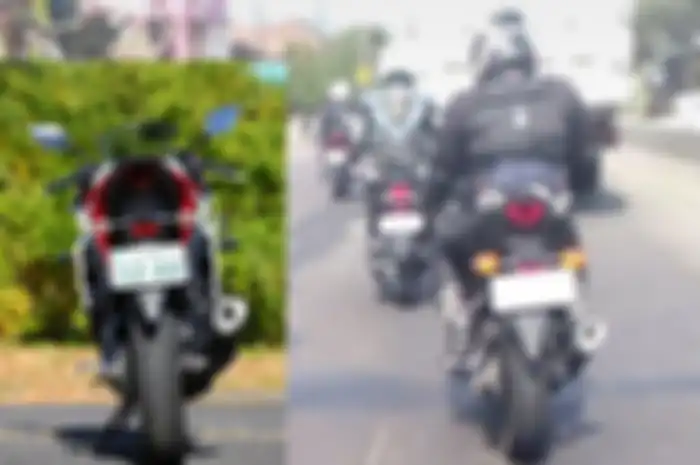 Spy shoot buritan R25 facelift (kanan), buritan Yamaha R25 current model (kiri).