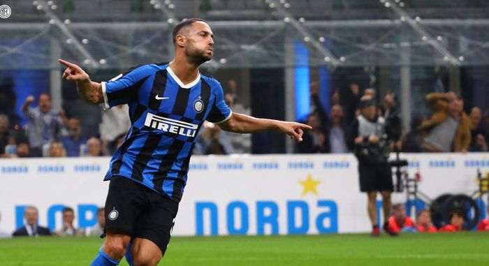 Selebrasi pemain Inter Milan, Danilo D'Ambrosio saat mencetak gol ke gawang Lazio pada lanjutan pekan ke-5 Liga Italia, di Stadion Giuseppe Meazza, Rabu (25/9/2019) atau Kamis dini hari WIB.