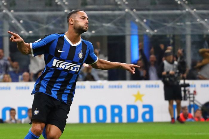 Selebrasi pemain Inter Milan, Danilo D'Ambrosio saat mencetak gol ke gawang Lazio pada lanjutan pekan ke-5 Liga Italia, di Stadion Giuseppe Meazza, Rabu (25/9/2019) atau Kamis dini hari WIB.