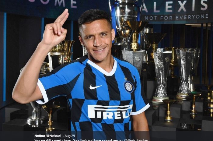 Striker anyar Inter Milan, Alexis Sanchez, yang dipinjam dari Manchester United.