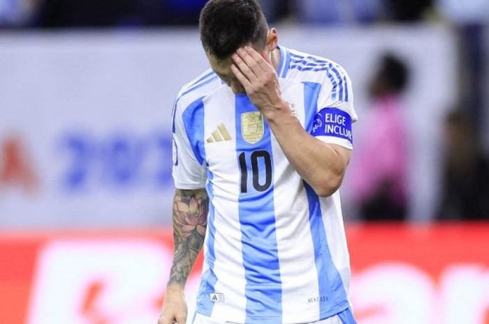 Lionel Messi dalam laga Argentina vs Ekuador pada perempat final Copa America 2024.