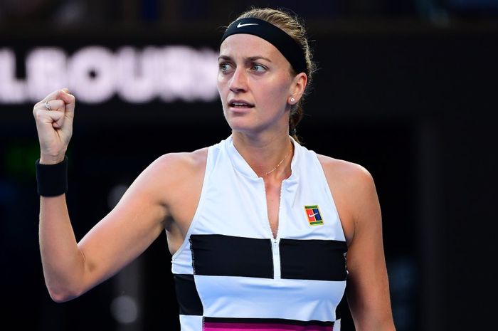 Petra Kvitova (Republik Ceska) saat melakoni laga perempat final Australian Open 2019 