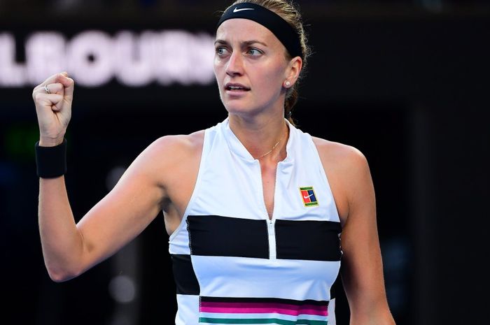 Petra Kvitova (Republik Ceska) saat melakoni laga perempat final Australian Open 2019 