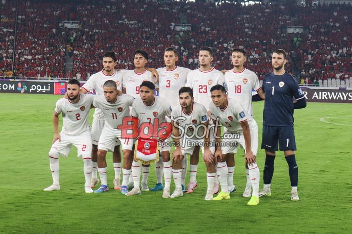 Starting line-up Timnas Indonesia ketika menghadapi Australia di Stadion Utama Gelora Bung Karno, Senayan, Jakarta, Selasa (10/9/2024).