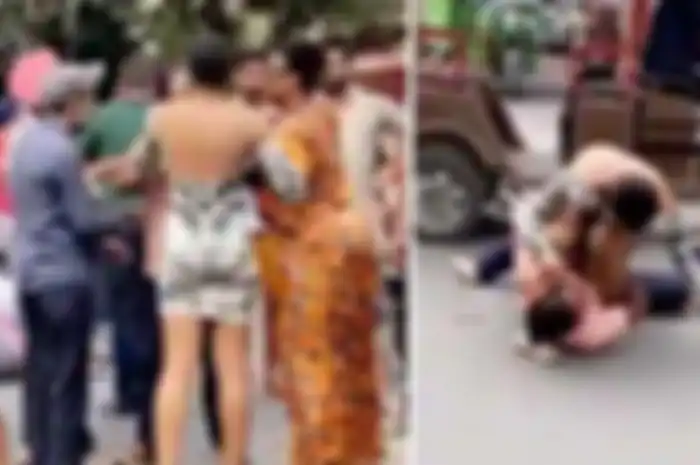 Waria tunjukkan kemampuan aslinya, tak terima dipukul duluan. 