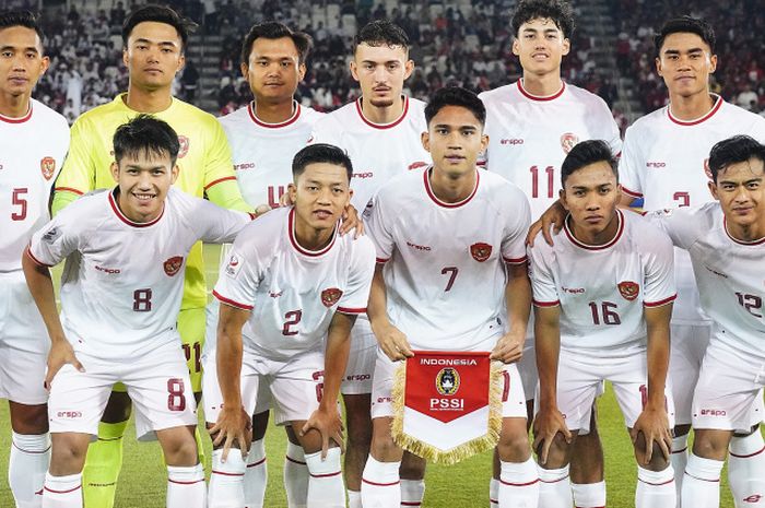 Skuad timnas U-23 Indonesia laga melawan timnas U-23 Qatar di Piala Asia U-23 2024, Senin (15/4/2024).