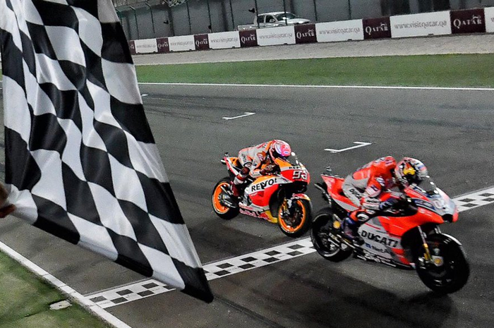 Ilustrasi. Chequered flag tanda finis menuntaskan duel ketat Marc Marquez dan Andrea Dovizioso di MotoGP Qatar 2019