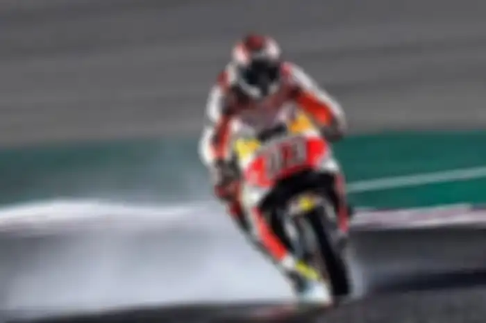 Marc Marquez saat jajal aspal basah sirkuit Losail, Qatar