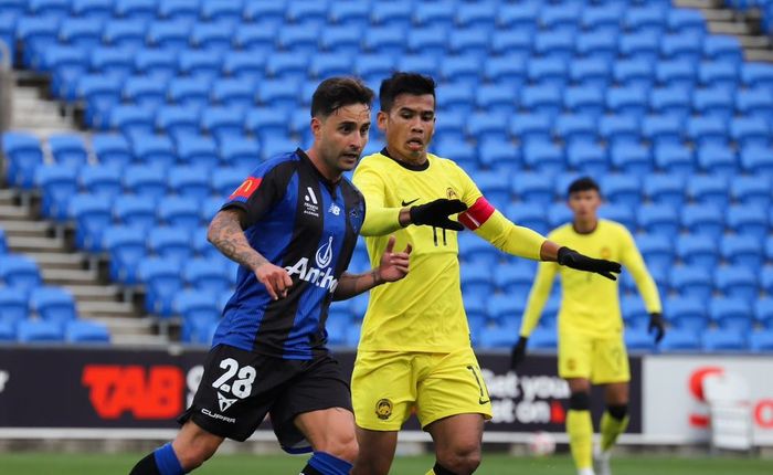 Timnas Malaysia vs Auckland FC pada laga uji coba di Stadion Go Media, Auckland, Selandia Baru, Jumat (11/10/2024).