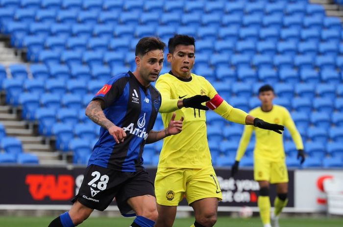 Timnas Malaysia vs Auckland FC pada laga uji coba di Stadion Go Media, Auckland, Selandia Baru, Jumat (11/10/2024).