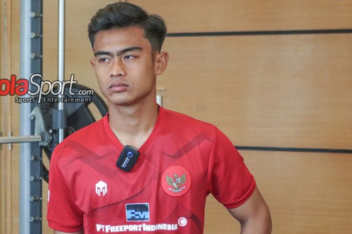 Pratama Arhan saat ditemui dalam acara kerja sama timnas Indonesia dengan PT Freeport Indonesia di Kawasan Senayan, Jakarta, Senin (9/10/2023).