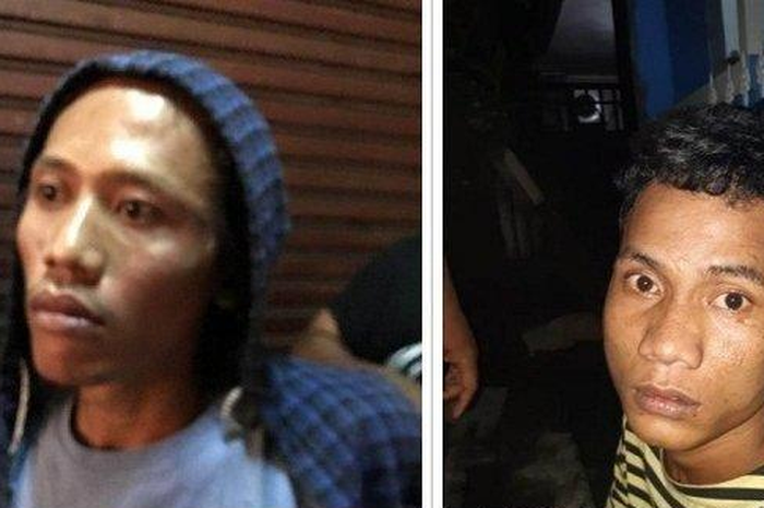Yono alias Aril (kiri) dan Bobi Silaban, dua begal yang merampas handphone pengendara perempuan di Tangerang.