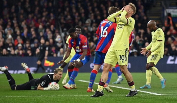 Arsenal menderita kekalahan dari Crystal Palace di Selhurst Park, Senin (4/4/2022).