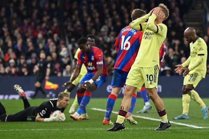 Arsenal menderita kekalahan dari Crystal Palace di Selhurst Park, Senin (4/4/2022).