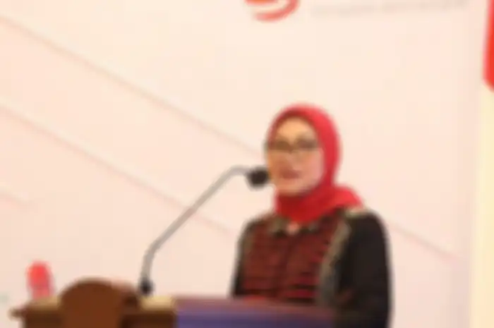 Menteri Ketenagakerjaan, Ida Fauziyah, saat memberikan sambutan pembukaan pelatihan bahasa Jepang di Ruang Serbaguna, Kemnaker, Jakarta, Jumat (14/8/2020). 