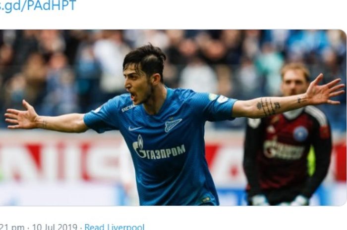 Penyerang Zenit st Petersburg yang diincar Liverpool, Sardar Azmoun, asal Iran.