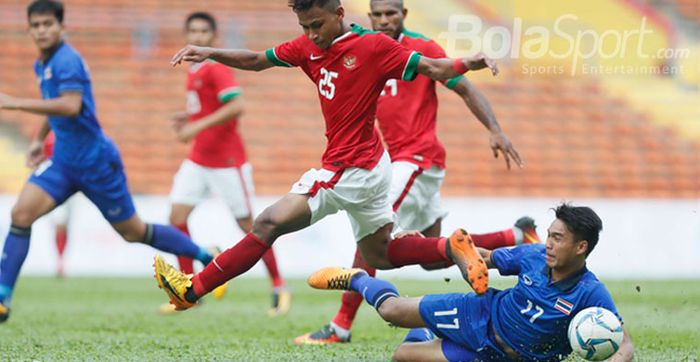 Osvaldo Haay saat berlaga bersama timnas Indonesia U-23 asuhan Luis Milla pada SEA Games 2017.
