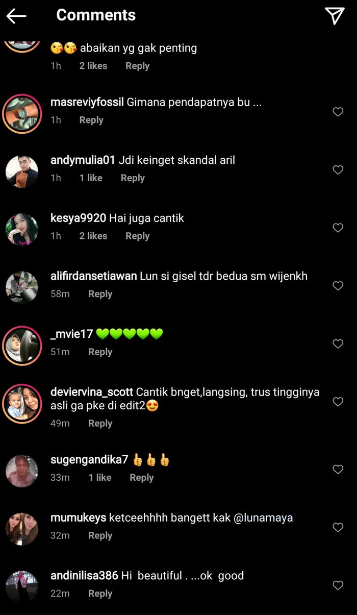 Netizen penuhi kolom komentar postingan Luna Maya