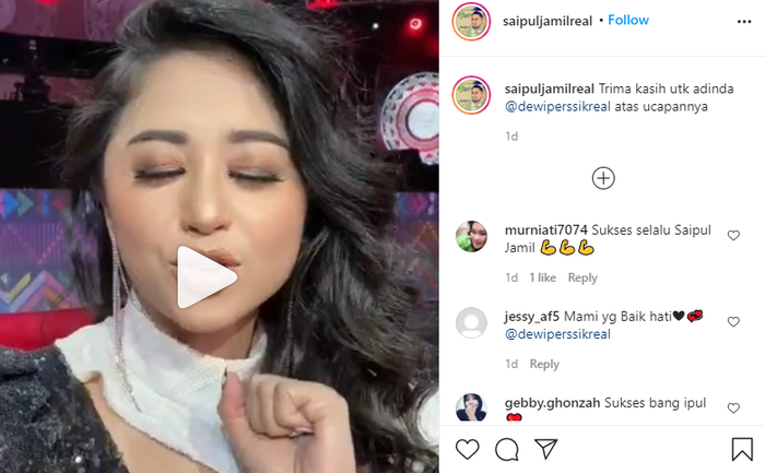 Ucapan selamat dari Dewi Perssik