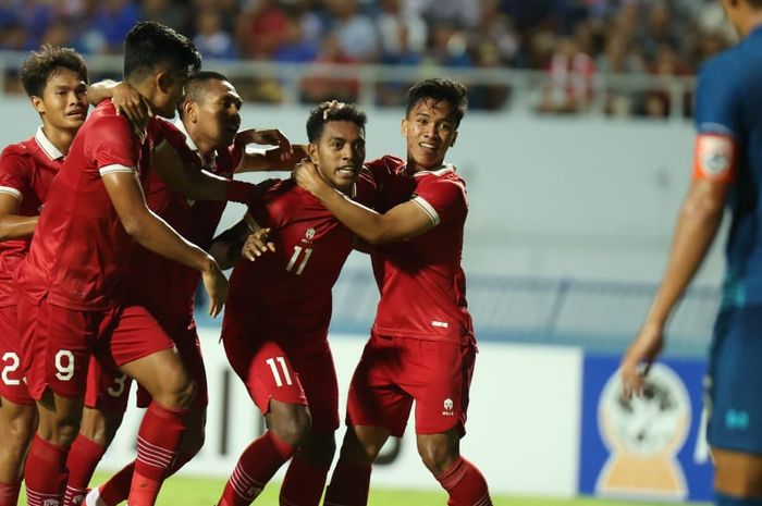 Timnas U23 Indonesia vs Thailand di semifinal Piala AFF U23 2023.