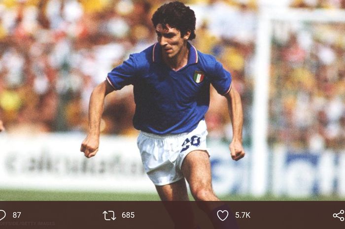 Legenda sekaligus pahlawan timnas Italia di Piala Dunia 1982, Paolo Rossi.