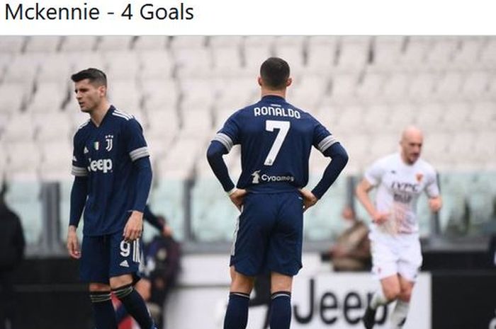 Cristiano Ronaldo rutin menyentuh bola cuma satu kali dalam 25 menit, top scorer ke-4 sepanjang masa Juventus memberikan kritik.