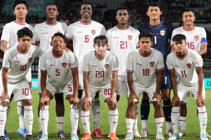 Skuad Timnas U-20 Indonesia pada laga terakhir Seoul Earth On Us Cup 2024 melawan Timnas U-20 Korea Selatan di Mokdong Stadium, Seoul, pada Minggu (1/9/2024).