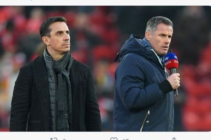 Dua pundit Sky Sports, Gary Neville dan Jamie Carragher