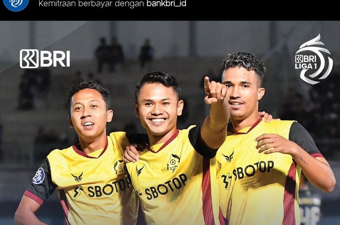 Pada pemain Persikabo 1973 merayakan gol ke gawang Dewa United pada laga pekan kedua Liga 1 2022/2023 di Stadion Indomilk Arena, Tangerang, Banten pada Minggu (31/7/2022).